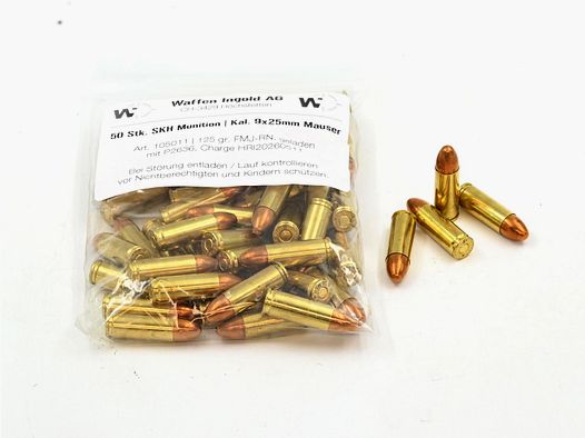 SKH, 9×25 mm Mauser, FMJ-RN, 125 gr., 50 Stk.