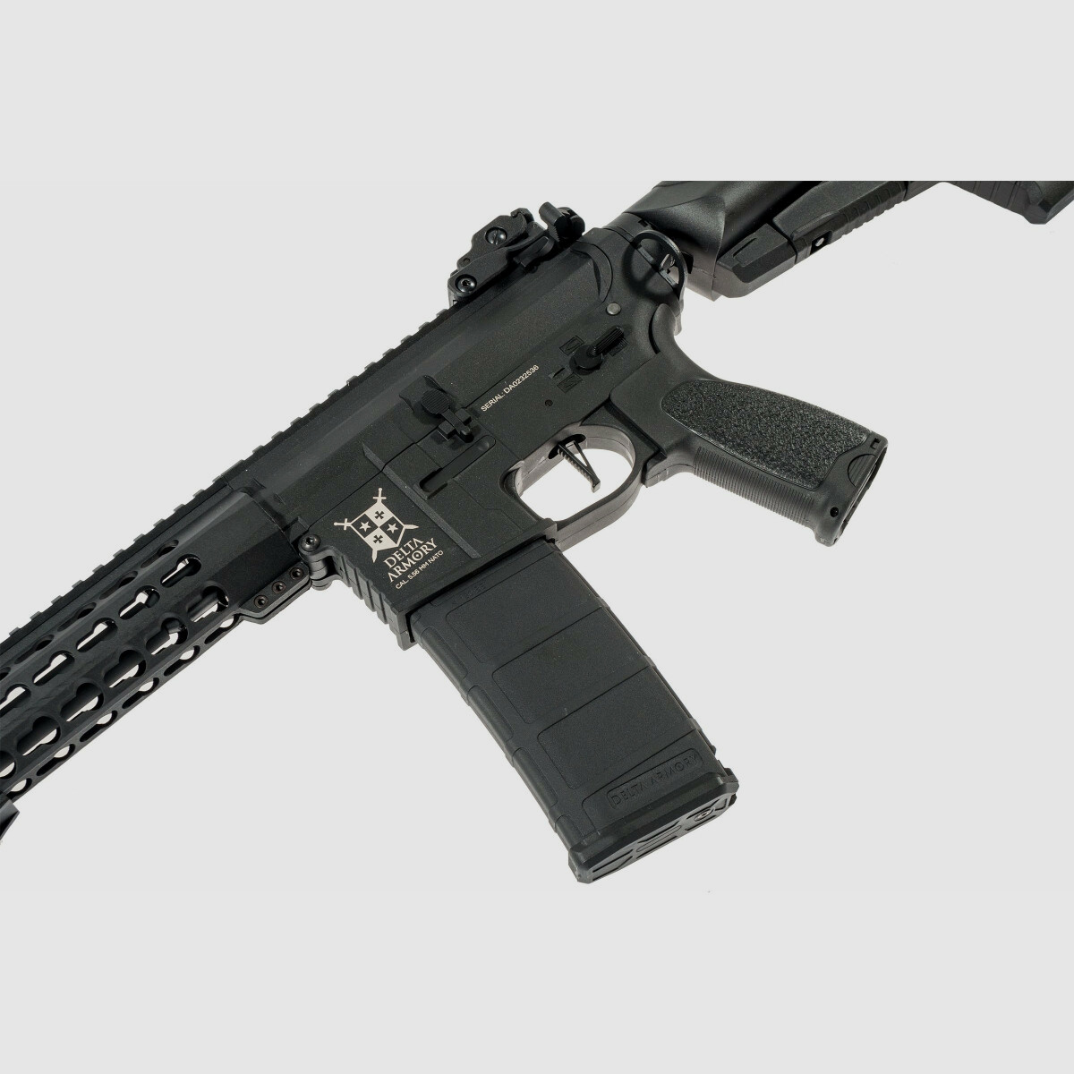 AR15 KeyMod 10 Zoll PREDATOR CHARLIE Schwarz S-AEG Softair Gewehr Frei ab 18 Jahren | Delta Armory