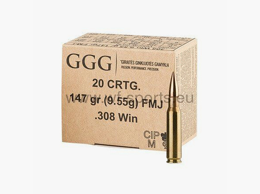 GGG GPX11 .308 FMJ 147grs/9,55 g - 20szt GGG GPX11 .308 FMJ 147grs/9,55 g - 20szt