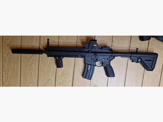HK416A5 Sportsline + silenziatore + mirino a punto in super stato 6mm AEG