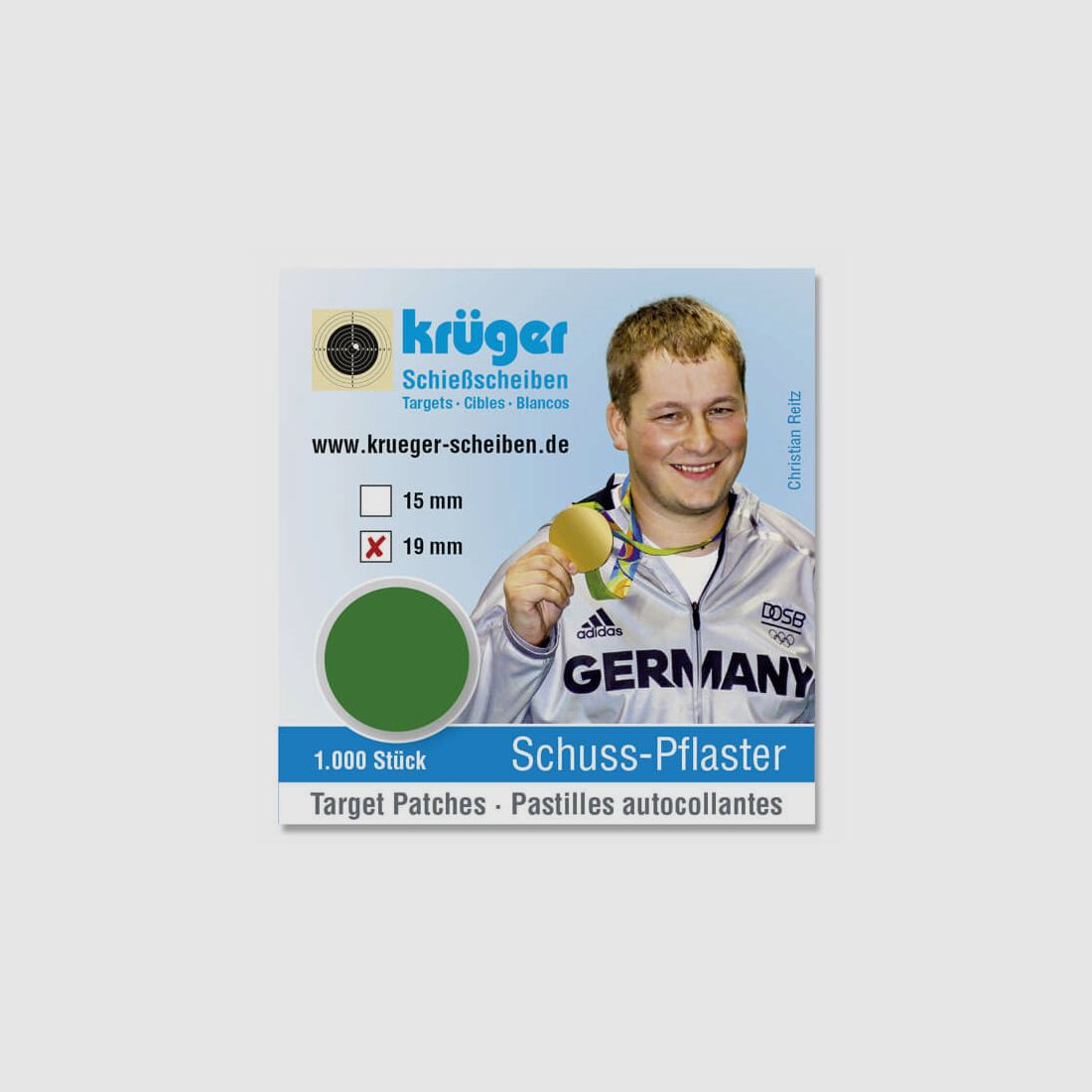 Schusspflaster Grün, 1000Stk. im Spender