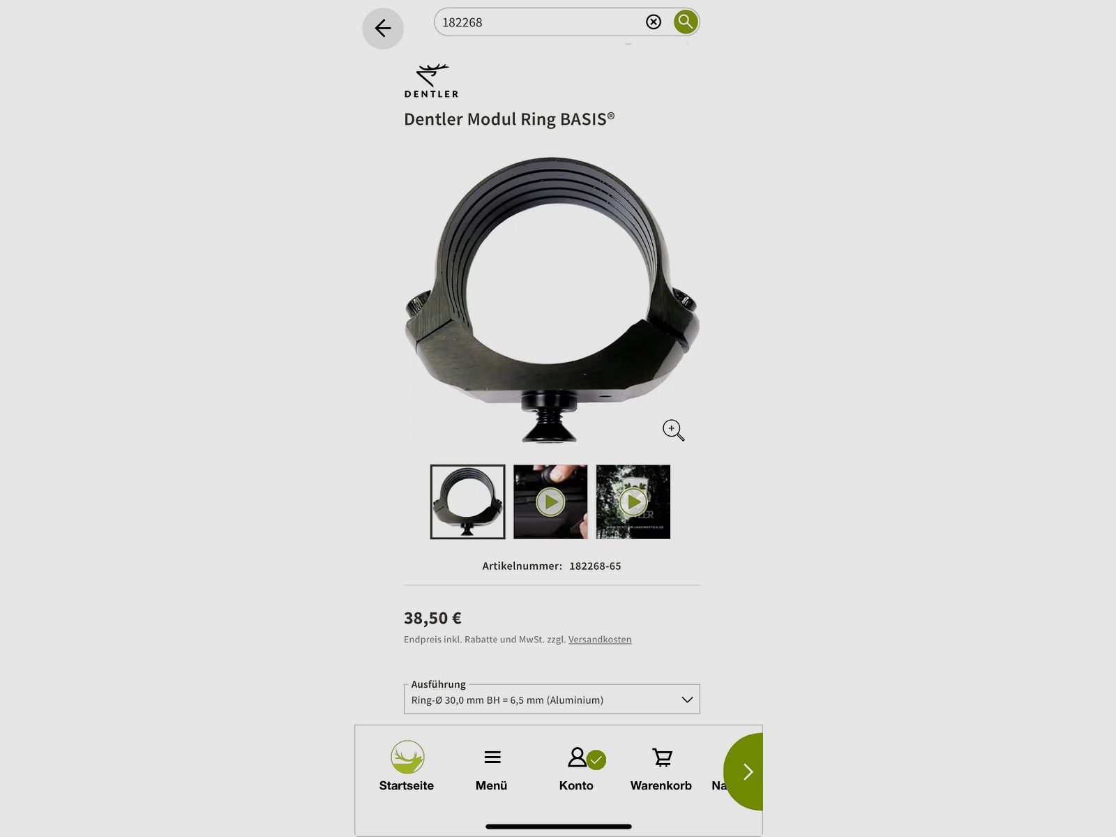 Dentler Montagering - 1x Modulring BASIS Ring Ø 30 mm BH = 6,5 mm (Aluminium)