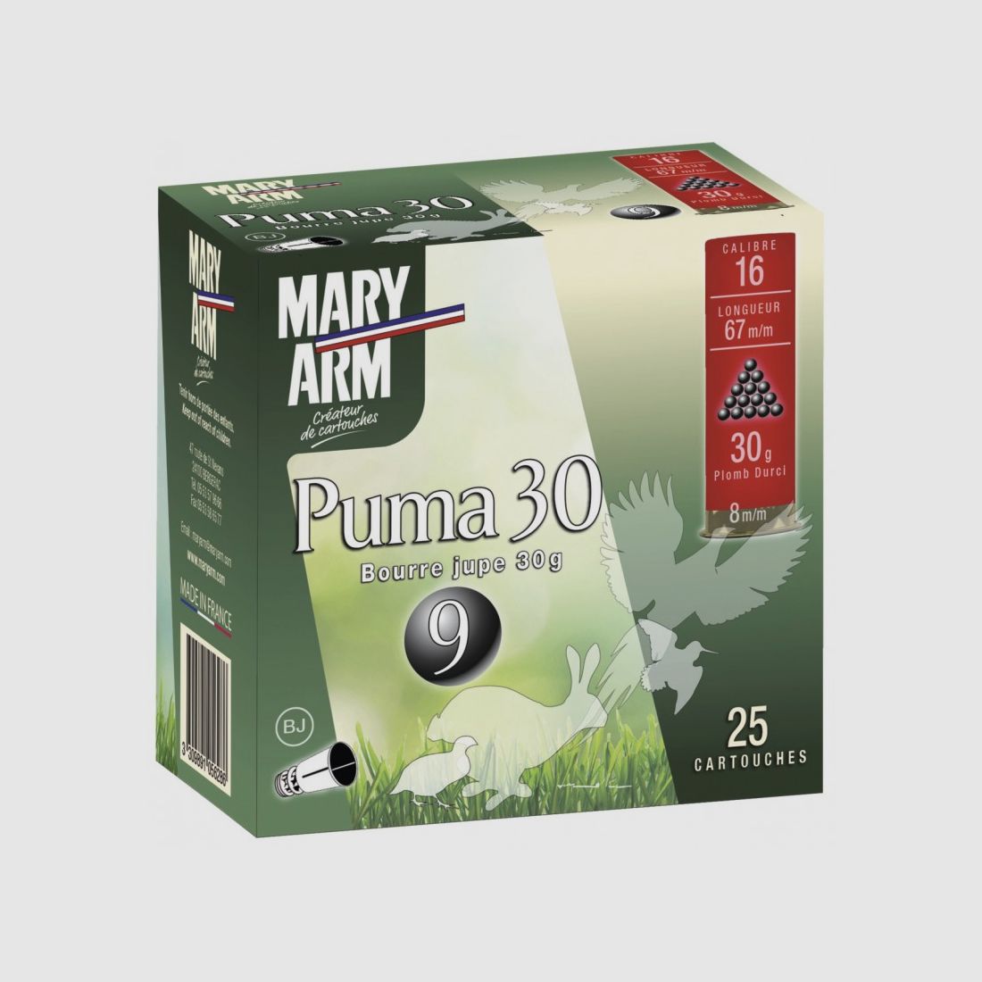 Patronen Mary Arm Puma 30 Kal.16/67 Schrot N° 4