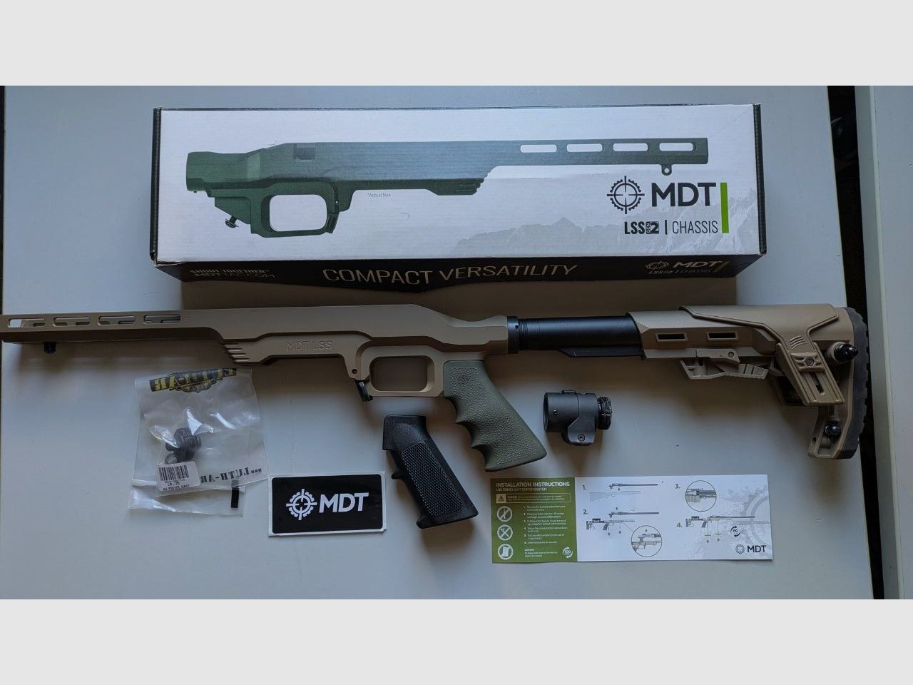MDT LSS Gen 2 Chassis Ruger American SA RH FDE + Buffer Tube + GTS Scout Stock FDE + Grip – optional with Folding Stock Adapter, image 1 of 5