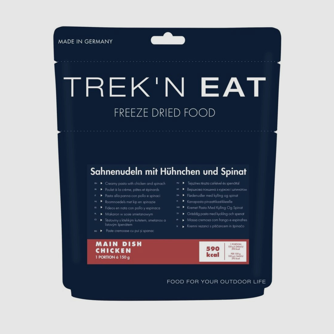 TREK'N EAT Makaron z sosem śmietanowym z kurczakiem 150g ze szpinakiem