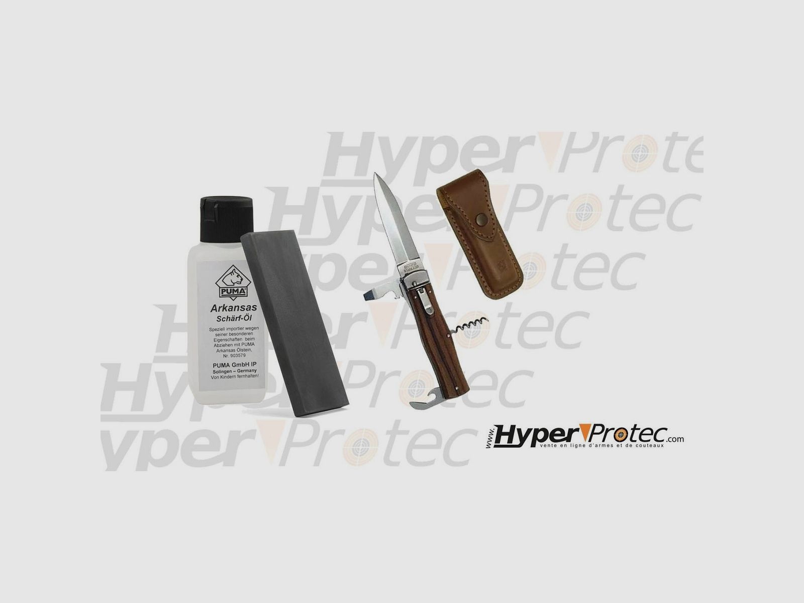 Vatertags-Set Automatikmesser Mikov Predator Cocobolo mit Lederetui und Pflegeset