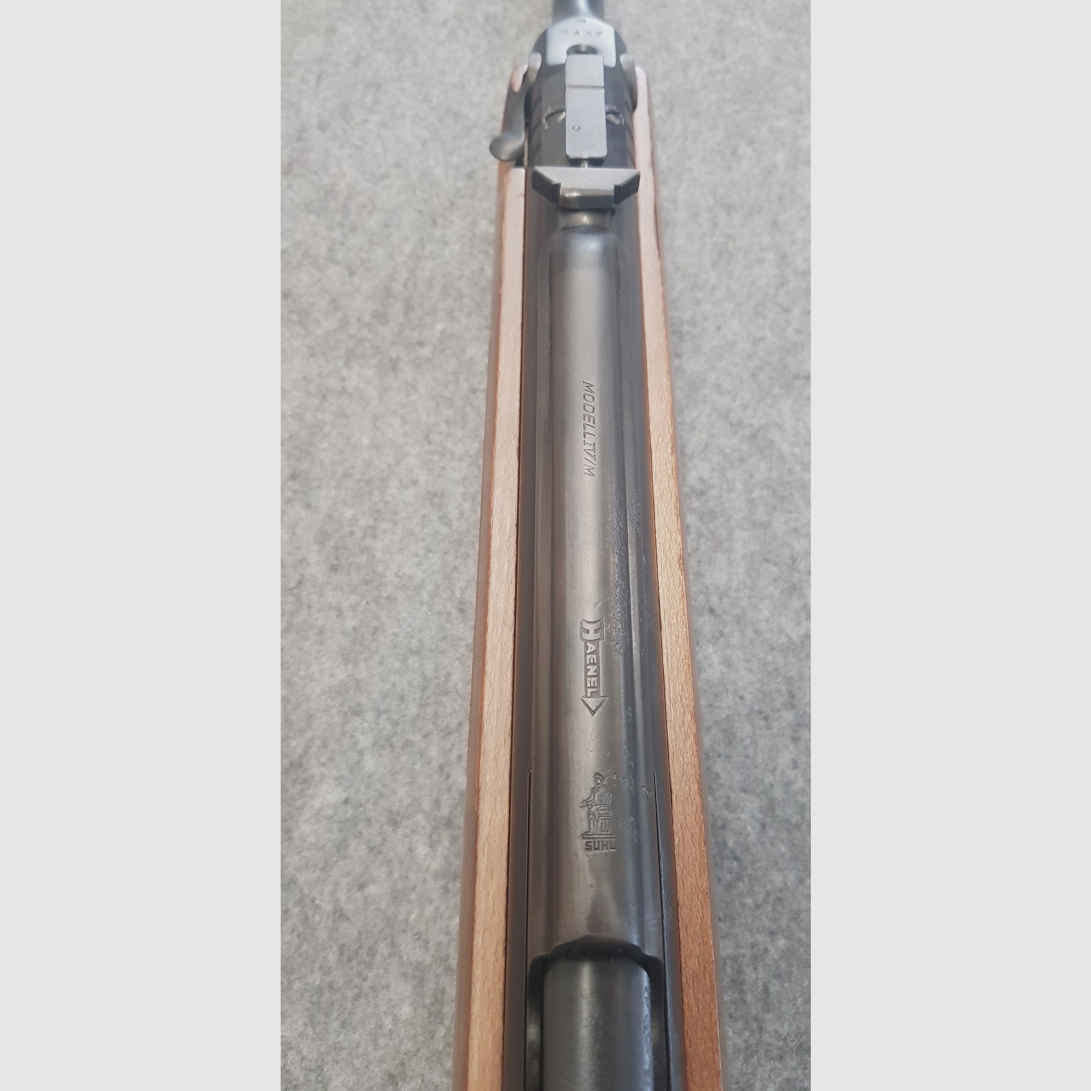 Raro de Suhl carabina de aire comprimido Haenel Mod. IV/M en buen estado restaurado, palanca superior 4M cal. 4,5mm diabolo