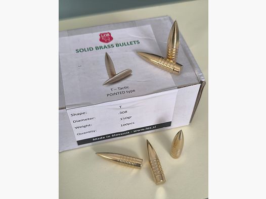 LOS .30 (.308) CERKNO 150 gr T-Solid projectiles en cuivre plein sans plomb pas de Sierra, Hornady, Lapua, Speer, RWS