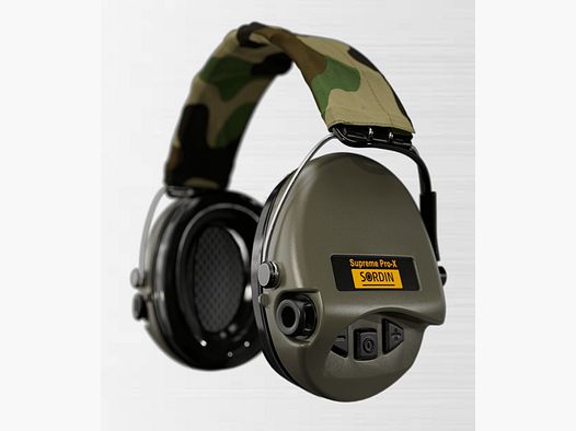 Sordin 75302-X-S Protezione auditiva elettronica Supreme Pro X con fascia verde camo