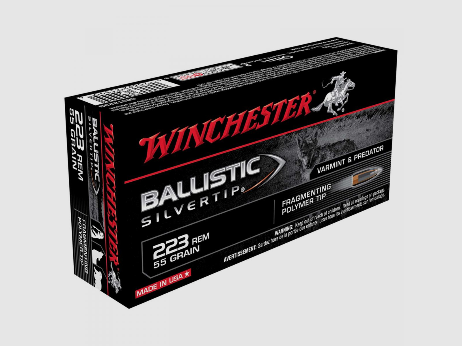 Winchester Ballistic Silvertip .223 Rem. 55GR punta in polimero frammentante 20 cartucce
