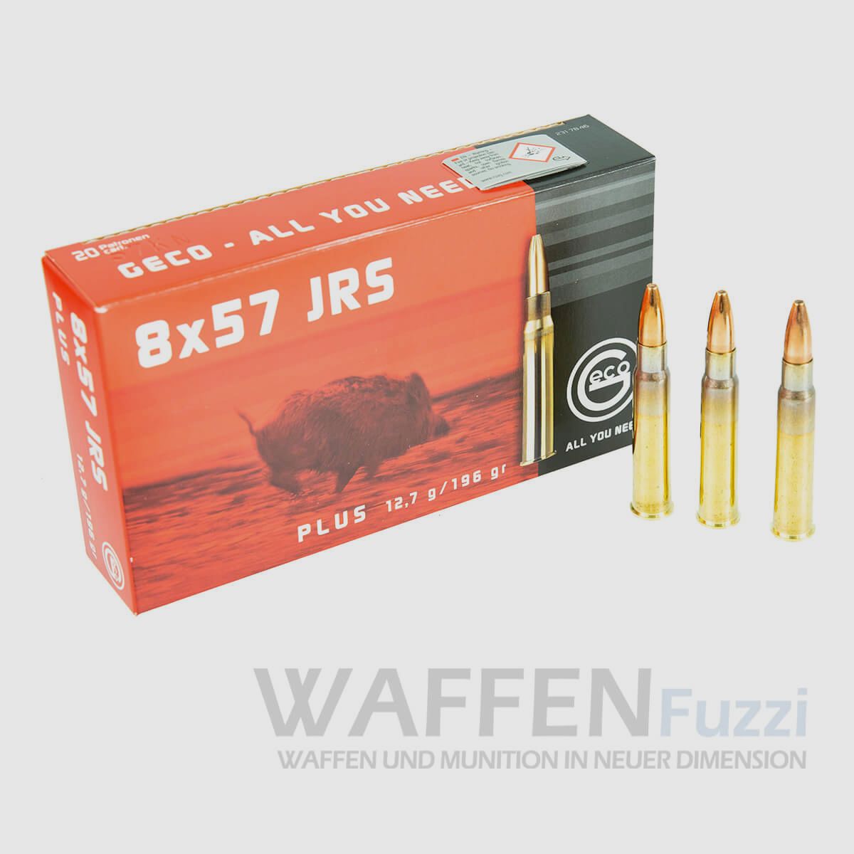 Geco Plus Calibre 8x57JRS Munitions de chasse 196gr Haute profondeur d'effet
