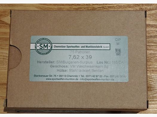 Chemnitzer Munitionsfabrik FMJ 8,0g verkupfert 75 Stk.