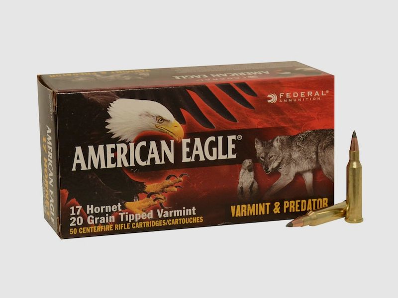 Federal American Eagle Varmint & Predator .17 Hornet 20GR Tipped Varmint 50 cartucce