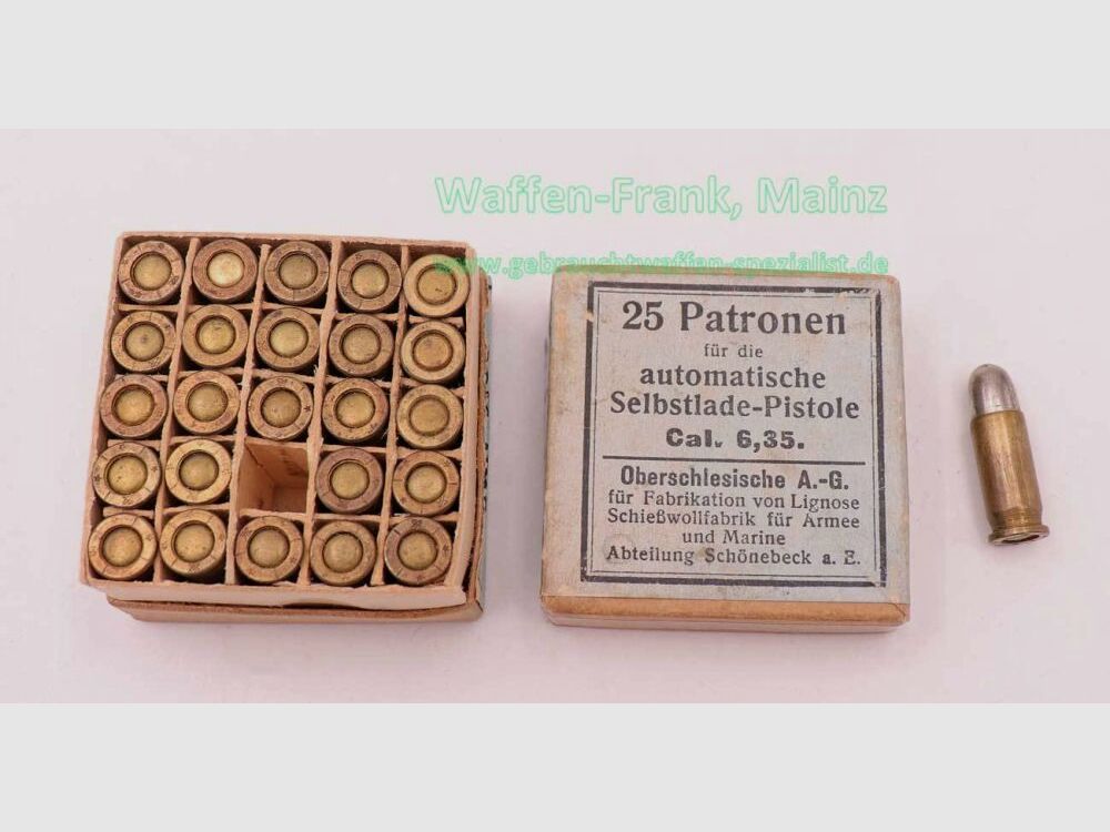 Munitions de pistolet Oberschlesische A.-G. 6,35mm Browning