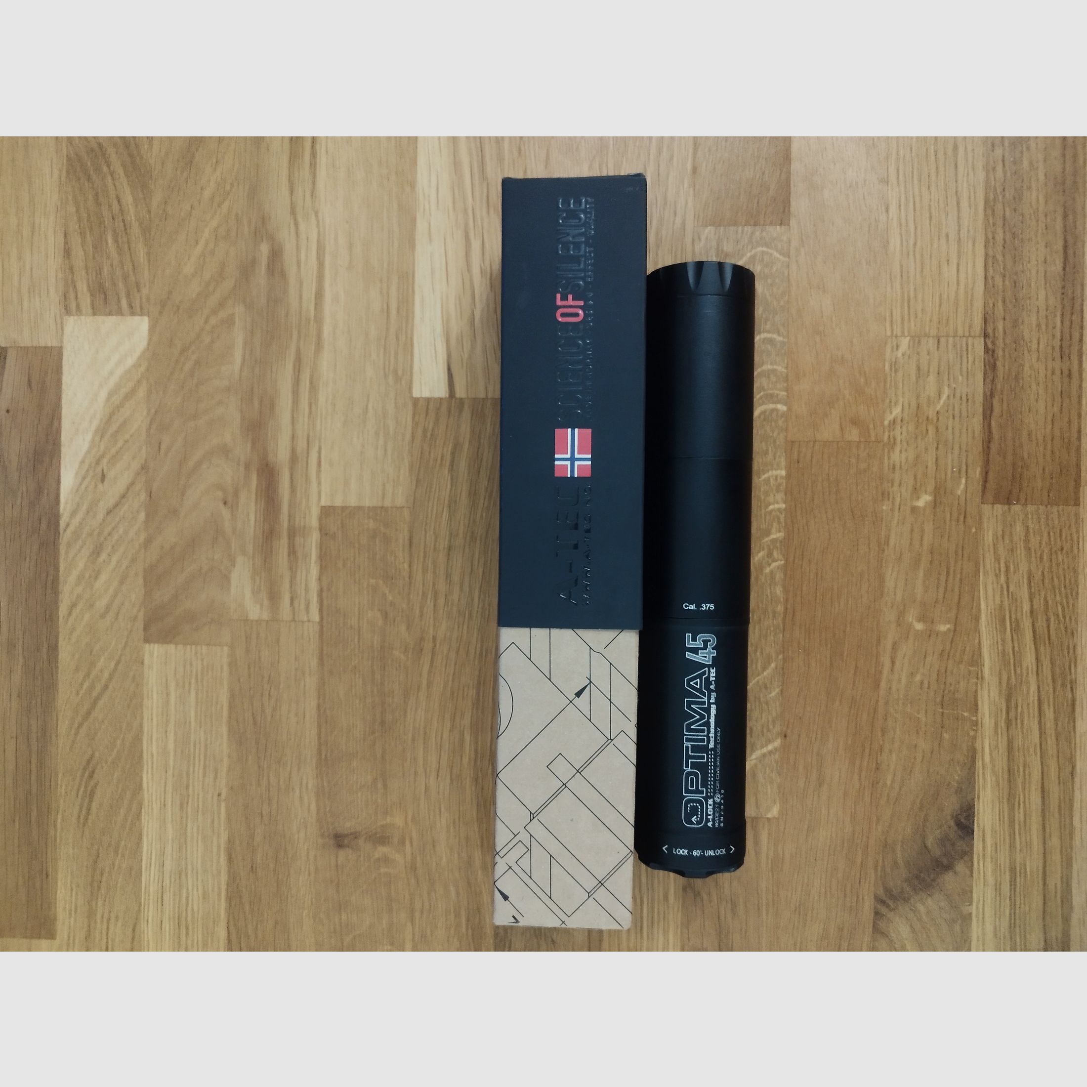 Silenzioso calibro 9,3 mm, A-Tec Optima 45 OB con A-lock incluso adattatore filettato M14x1 o altro