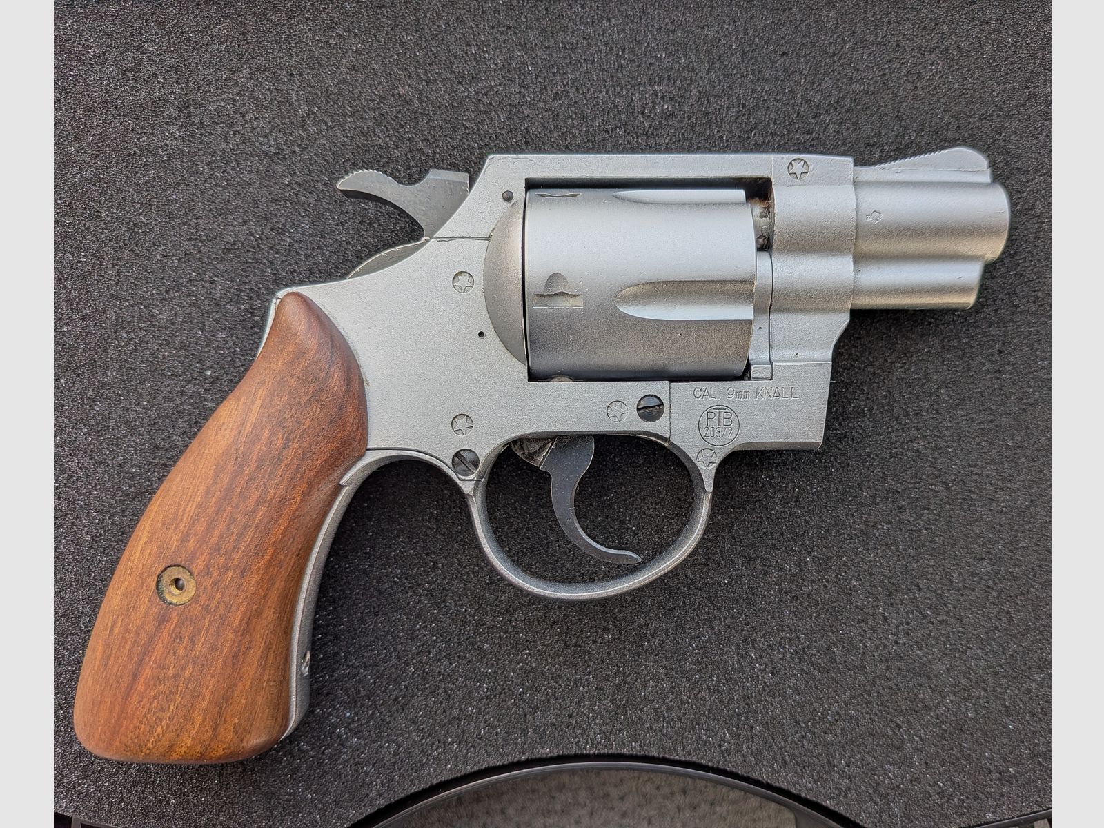 ME 38 Marshal - Revolver - PTB 203/2 - Nickel matt - 9mm Knall - Holzgriff - SSW