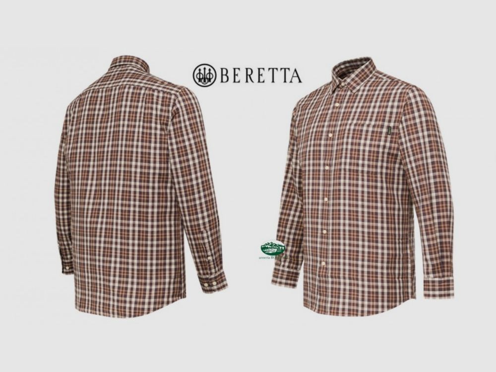 BERETTA Karierte Hemd Bryggen beige bordeaux LU382