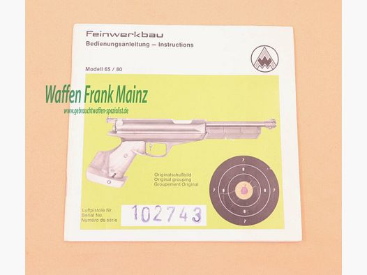 Feinwerkbau - Oberndorf Bedienungsanleitung Mod. 65/80