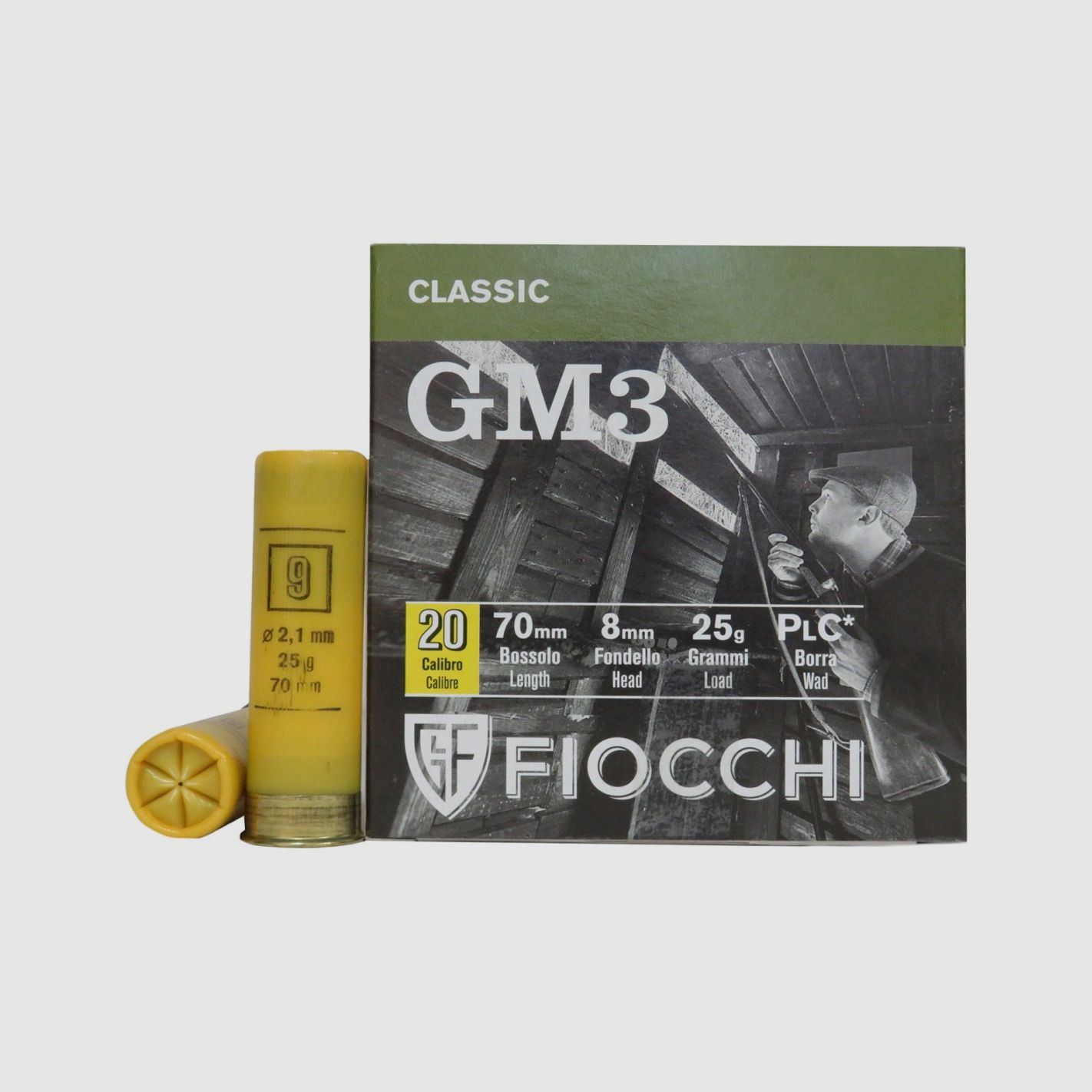 Fiocchi GM3 Patronen Kal. 20/70 25 g Bleischrot 9