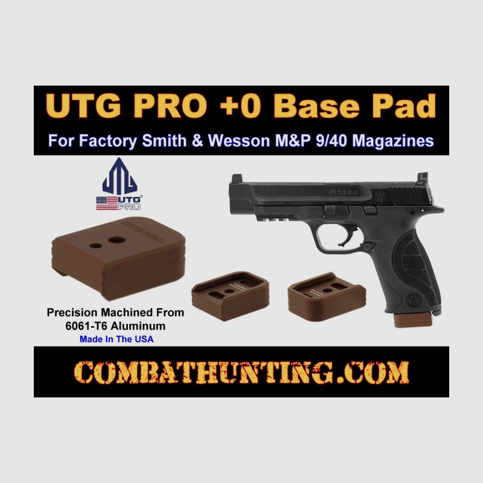 UTG PRO +0 Base Pad, S&W M&P 9/40, Matte Bronze Aluminum