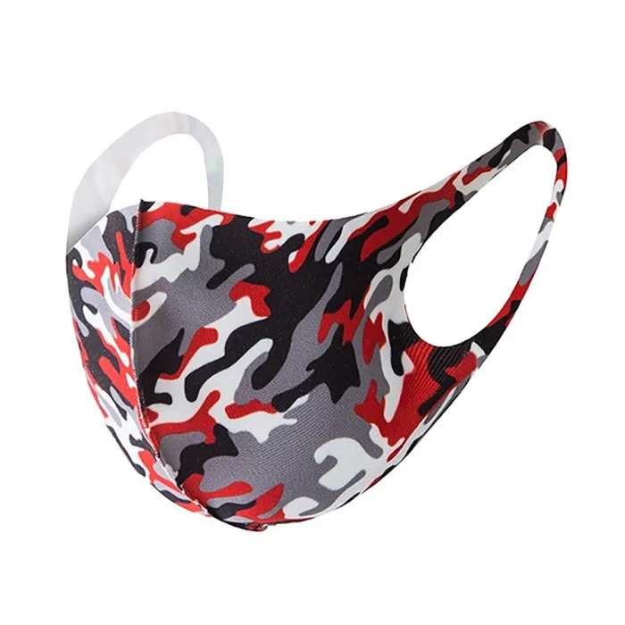 Copertura bocca-naso / Maschera comunitaria - Camouflage Rosso - per lei e per lui, immagine 1 di 4