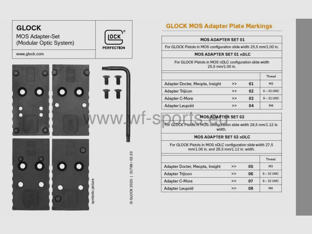 Set di adattatori Glock MOS 01 Set di adattatori Glock MOS 01