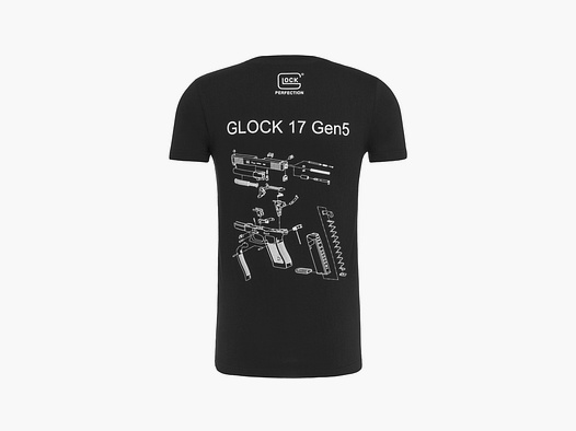 GLOCK T-Shirt „Engineering Gen5“ Herren kurzarm – Schwarz – Größe XXL
