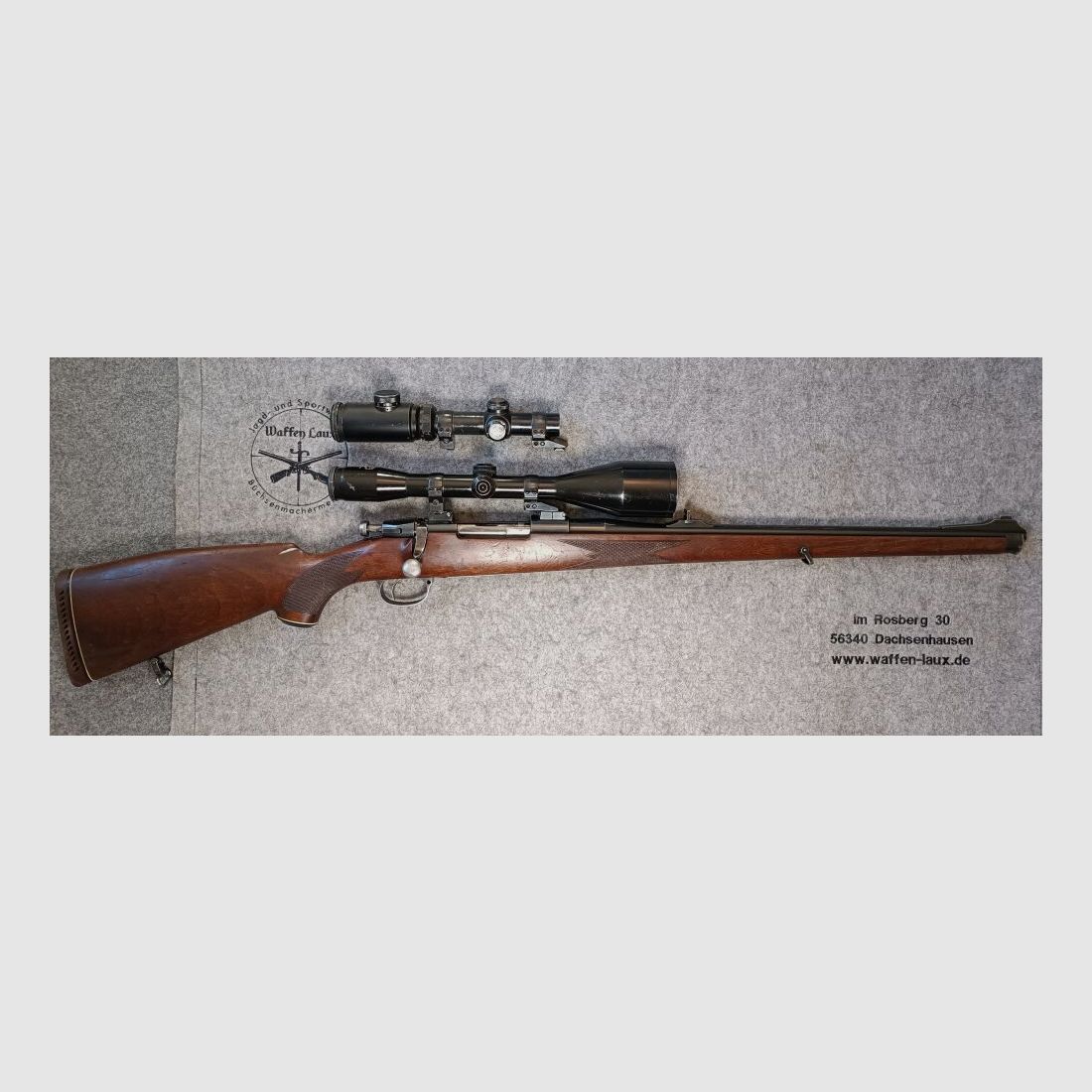 Frankonia Würzburg 98er Stutzen with two scopes + manual safety + set trigger