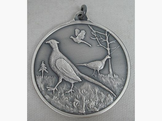 Jagdmedaille Fasan-altsilber - 40 mm, Ring und Öse