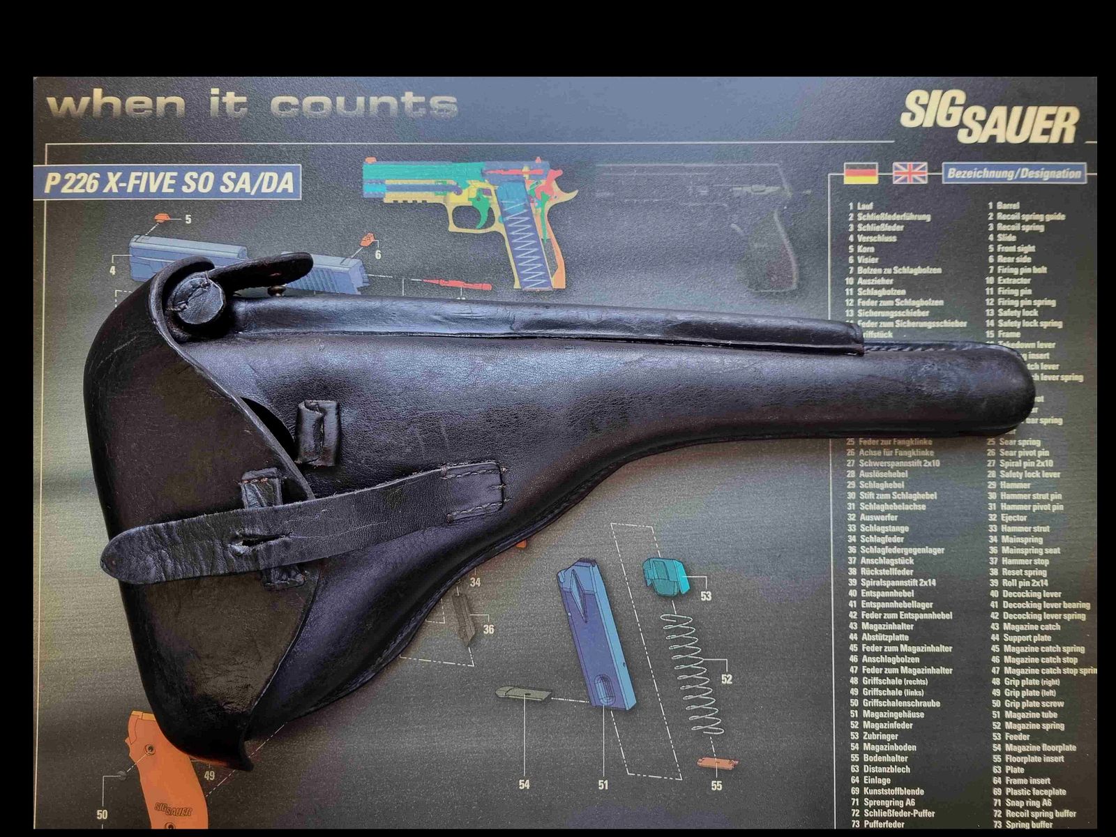 1915 DWM P08 Artillerie Leder-Holster von Steinmetz Breslau (B.A.X.) / Preis ist VHB