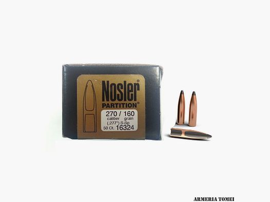 BULLES DE RECHARGE – NOSLER – PARTITION 270 calibre (.277″) SSP 160grain (50pcs) -16324
