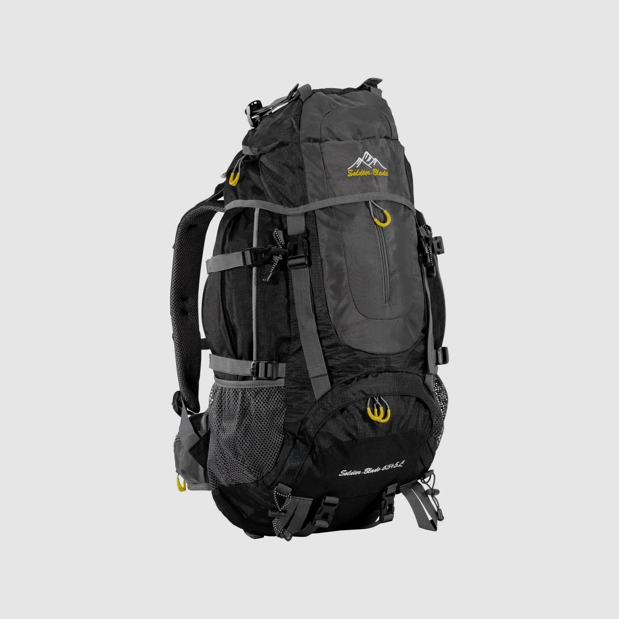 Diverse Rucksack Soldier Blade 65 + 5 L schwarz mit Solarbatterie