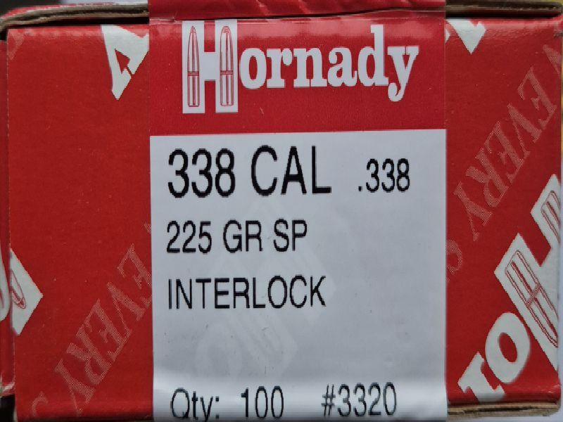 100 Geschosse Hornady .338, 14,6 g, 225 grs Spire Point Interlock
