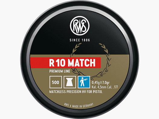 RWS Premium Line R10 Match HV Diabolo 4,5 mm Ø4,5 mm 0,45 g 500 pièces