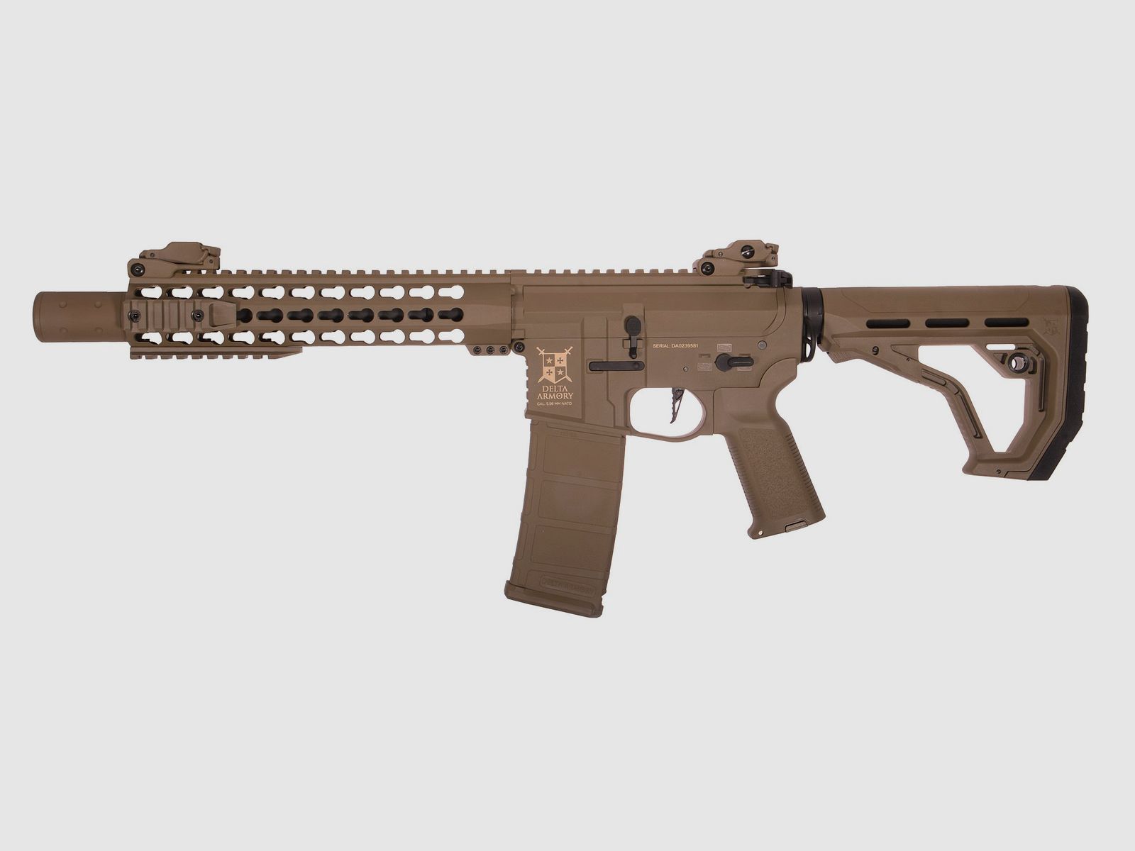 AR15 KeyMod 10 Zoll PREDATOR CHARLIE EAGLE ETU Tan AEG Softair Gewehr max. 0,5J | Delta Armory
