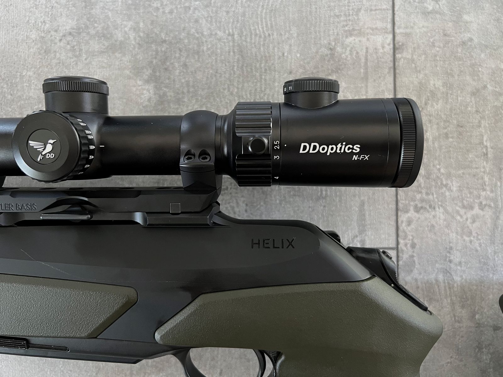 Merkel Helix Speedster, DDoptics NFX V6 2,5-15x56, Burris Thermal Clip-On V2