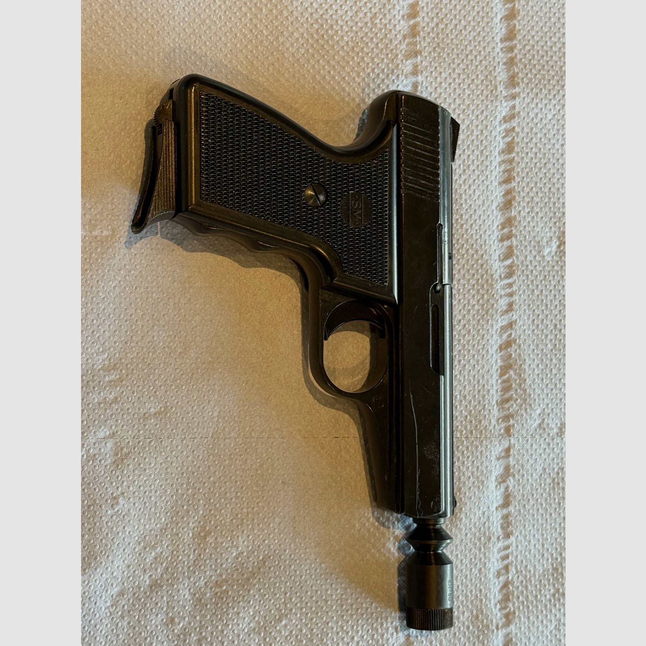 SM Rhöner SM 80 – Klassische Schreckschusspistole im Kaliber 8mm P.A.K. (PTB 267, Beschuss KC 1992)