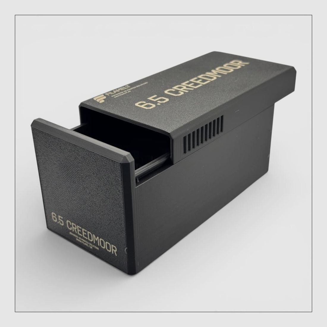 Filamelt ammunition box / 6.5 Creedmoor / 'sliding lid' / cartridge box, ammo box