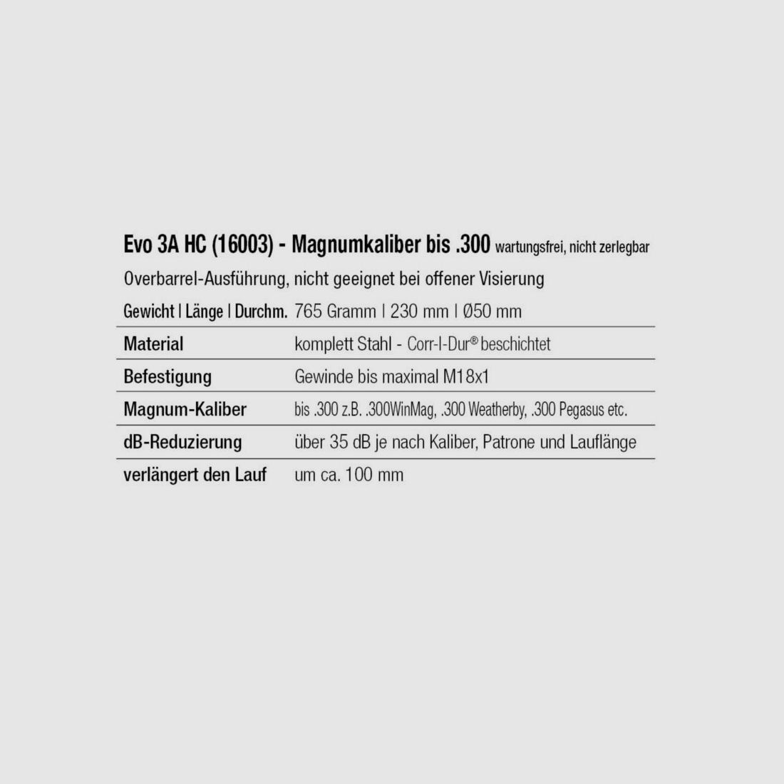 SmallArms Industries EVO 3A HC M15x1 Nero .300WM .300WinMag