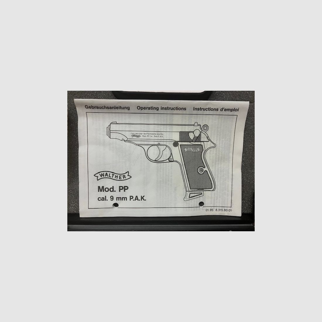Walther PP chrome poli, calibre : 9 mm P.A.K., PTB n° 620, inutilisé