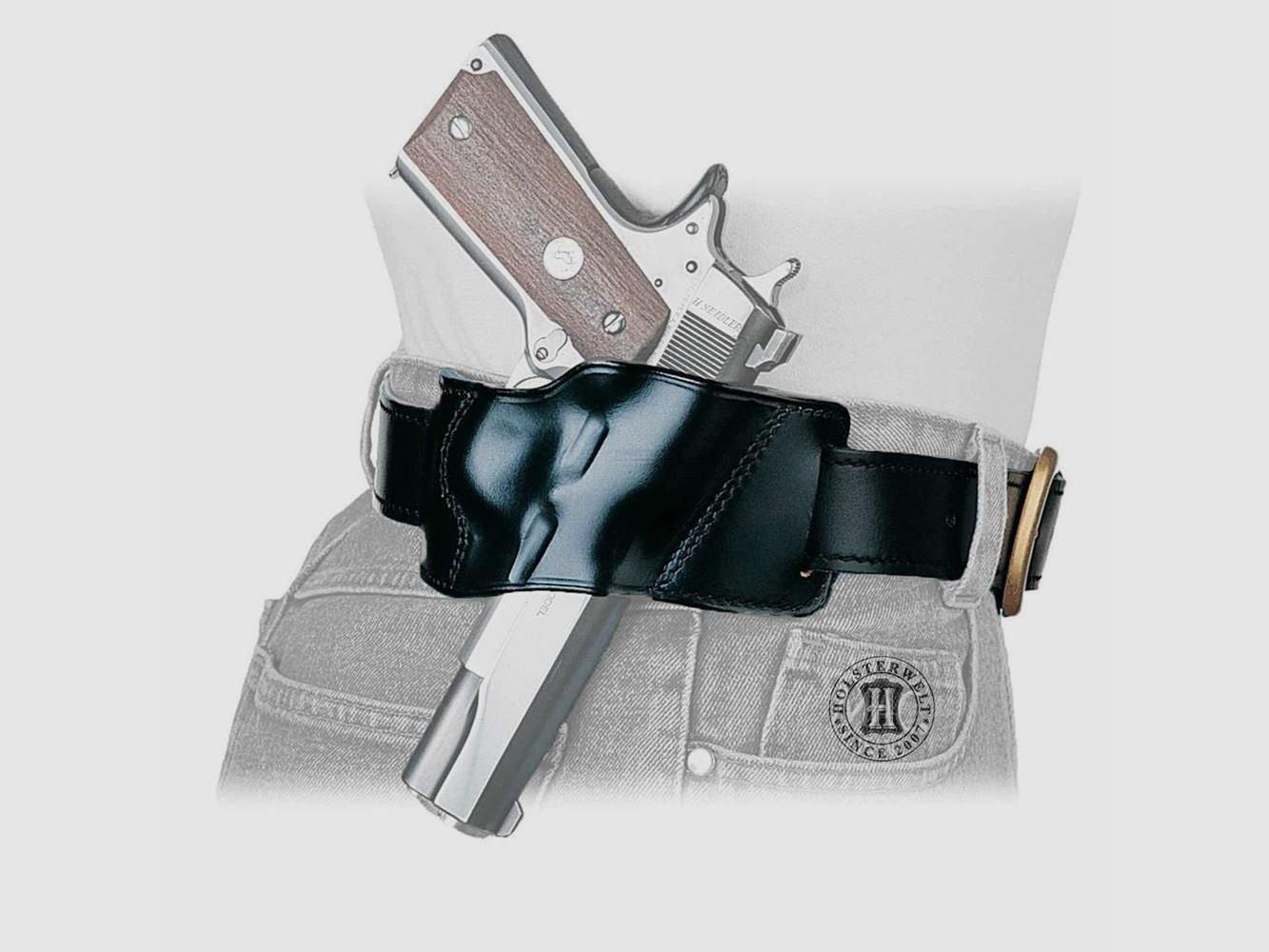 Schnellzieh-Gürtelholster YAQUI Colt 1911/Goverment/Oficer,Para Ordnance P14/P16,S&W 1911,Springfield 1911,Browning HP-Rechtshänder-Braun