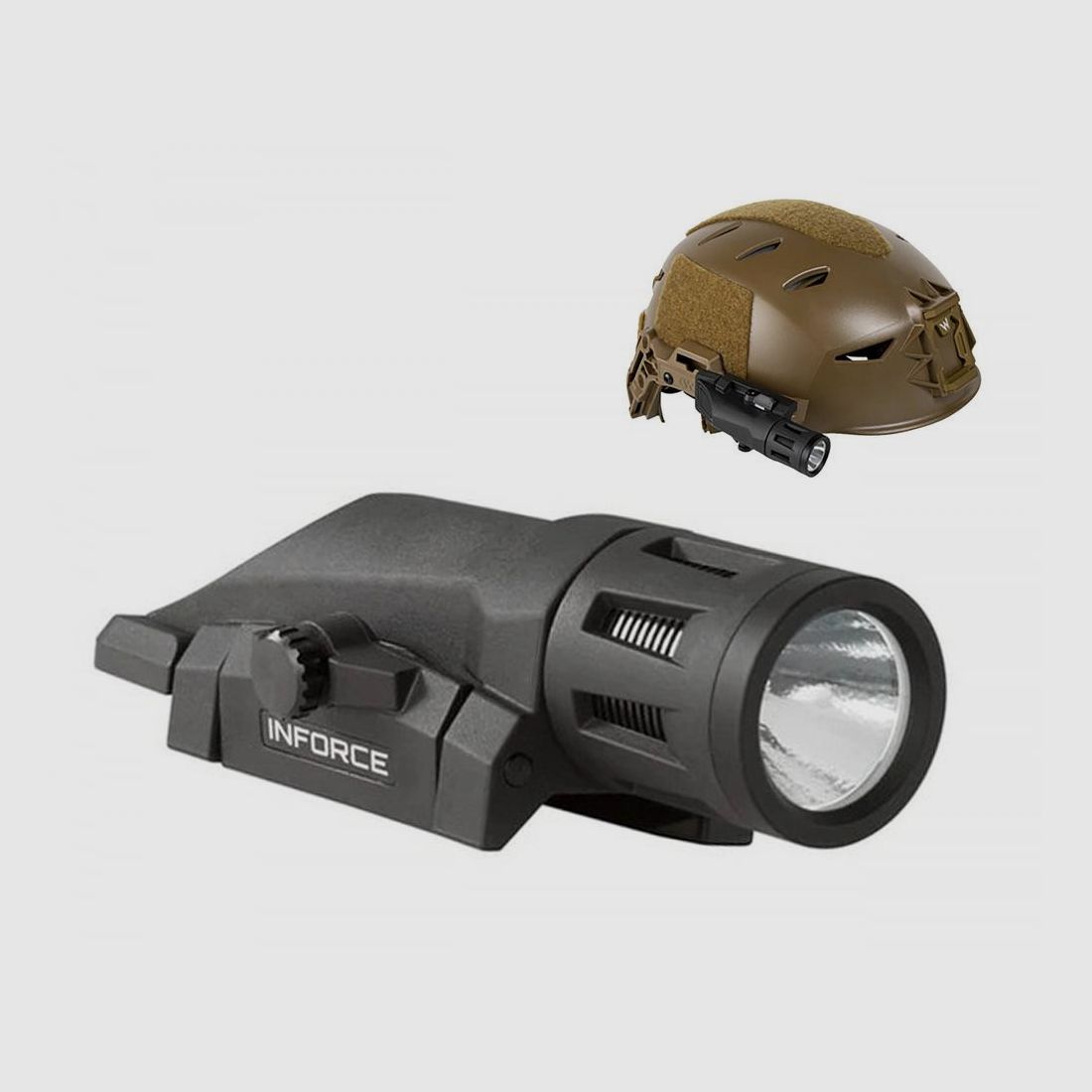 Lampa taktyczna na hełm Inforce HML - Moc 450 lumenów - Projekcja na dużą odległość - Niezawodne oświetlenie na zewnątrz, zdjęcie 2 z 5