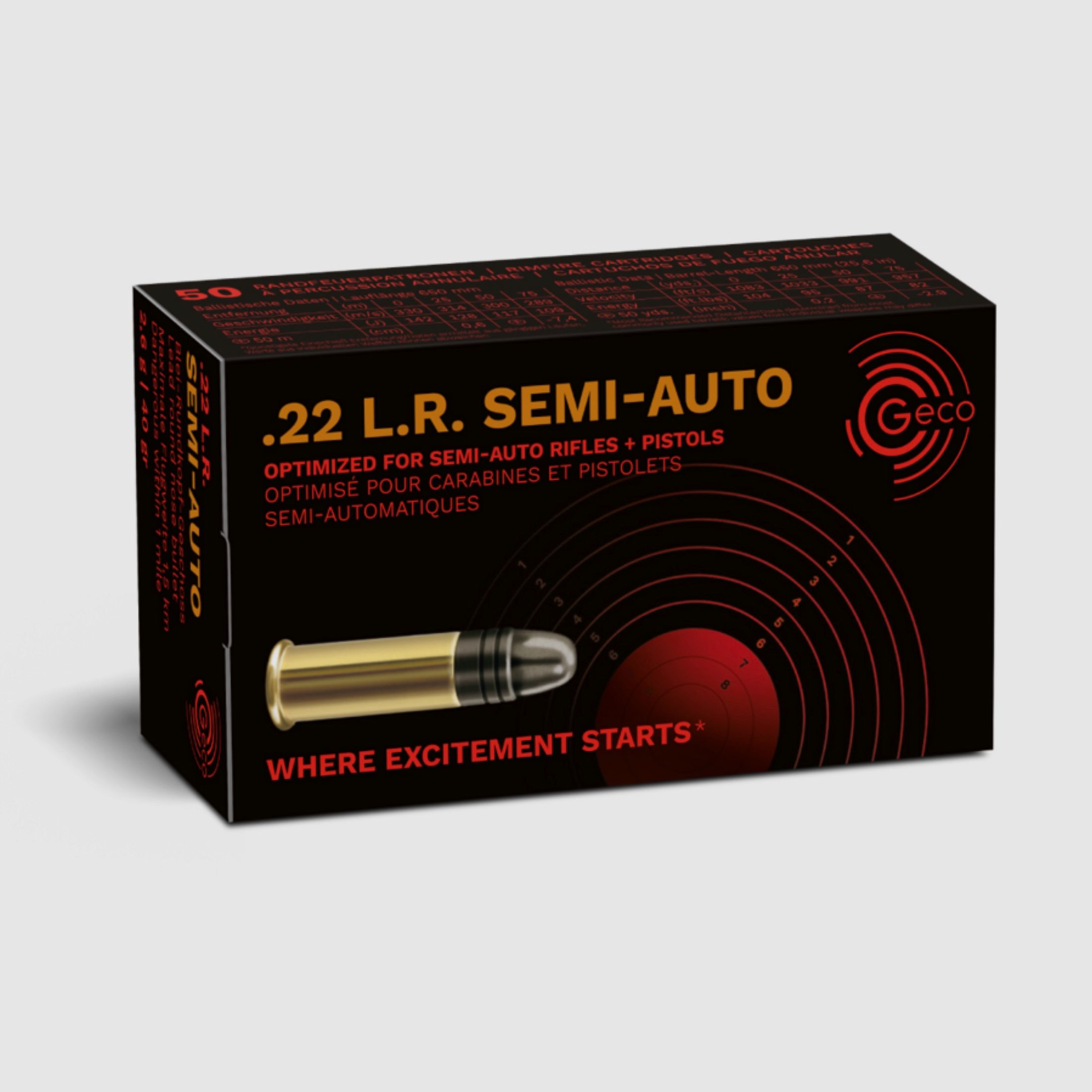 Geco 2318599 .22 lr. SEMI AUTO 2,6 g 40 grs. Randfeuerpatronen