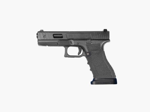 P02 GBB Pistola Airsoft con Grip Stippling in Nero | Delta Armory