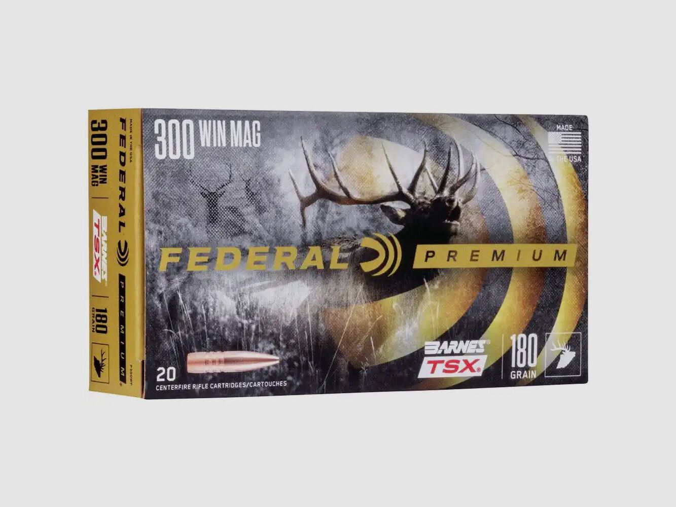 Federal Federal Jagdmunition mit bleifreien Barnes TSX Geschoss. TSX = Tripple Shock X bleifreies Geschoss