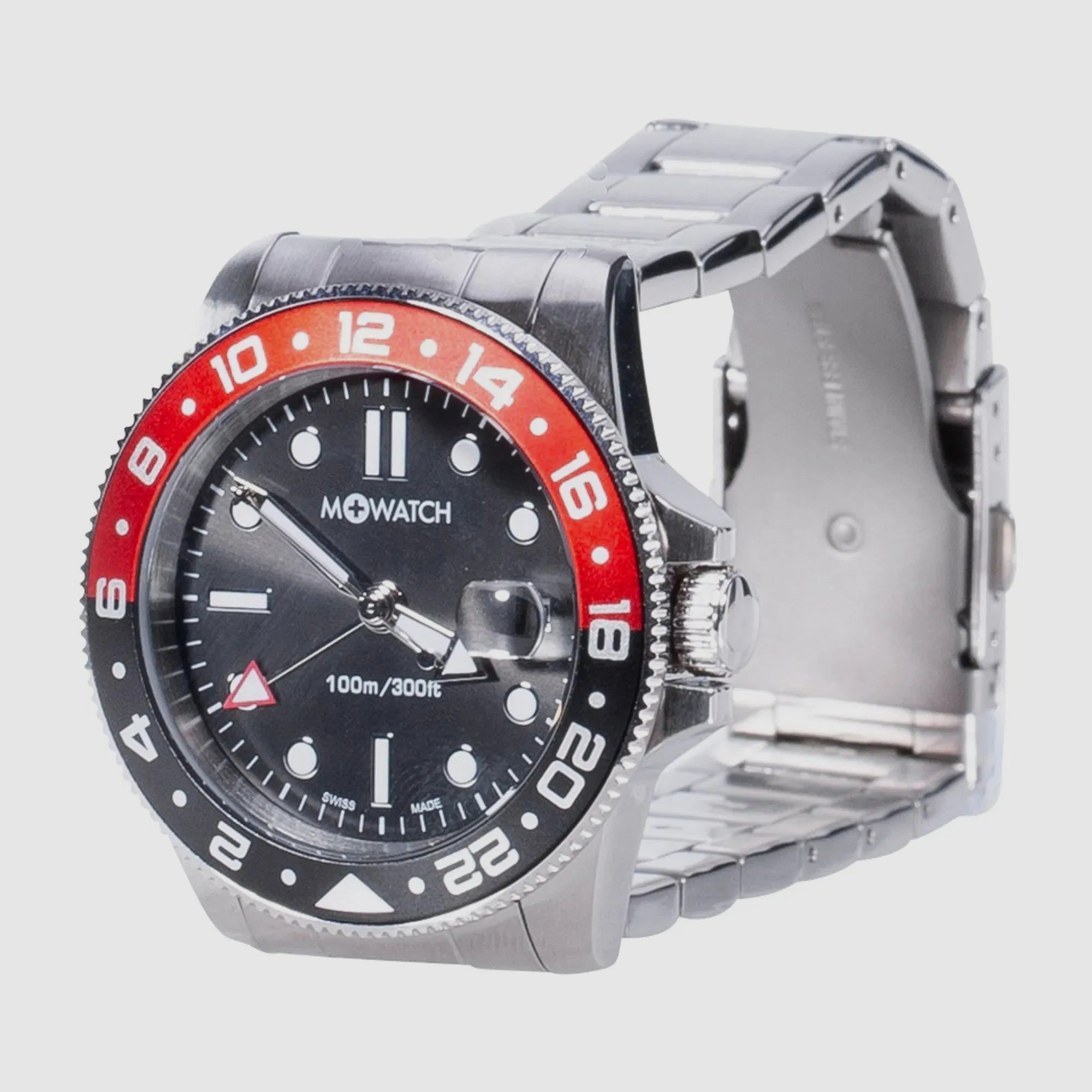 M+WATCH M+WATCH Armbanduhr Mondaine Aqua Steel 41 silberfarben rot