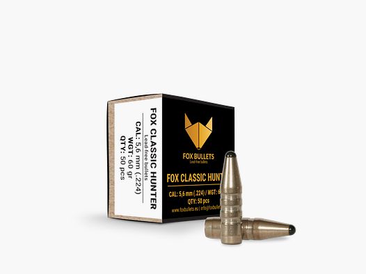 Fox Bullets Classic Hunter .224 3,9 g / 60 gr bleifreie Geschosse – 50 Stück