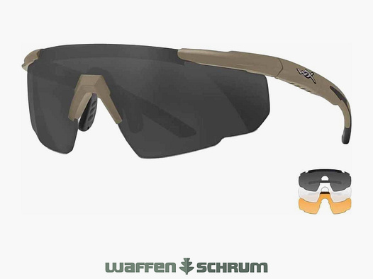 Wiley X Schießbrille Saber Advanced Set Gläser: grau, klar, helles orange, Gestell: matt tarnfarbe