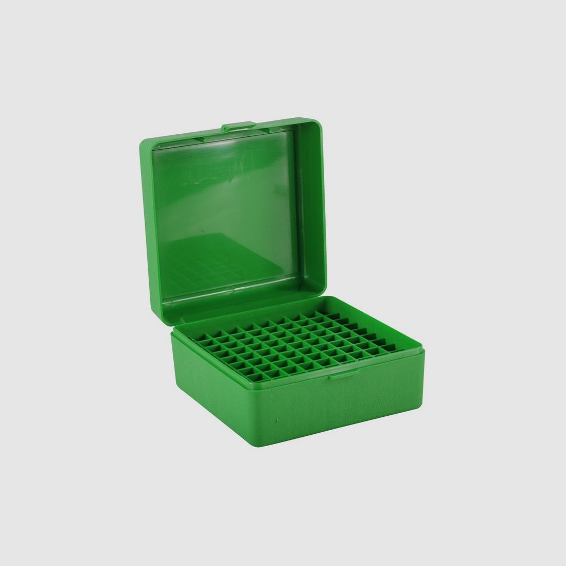Caja de cartuchos MTM RM-100-10 verde con tapa abatible para 100 cartuchos .308 y otros.