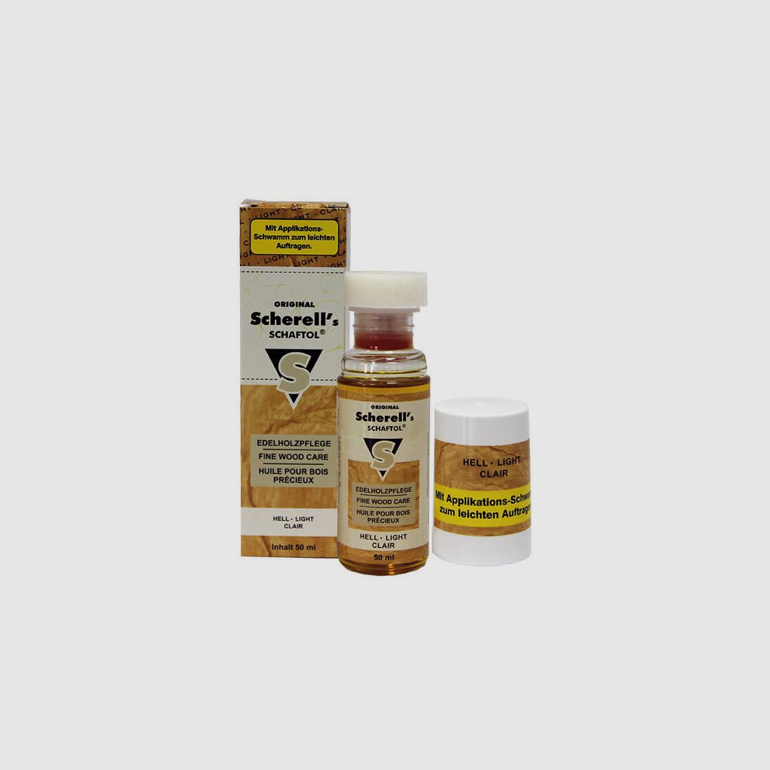 Scherell's Schaftol hell, 50ml mit Applikationsschwamm